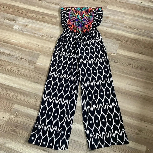 Trina Turk X INC International Concepts Tribal Print strapless Jumpsuit Size S - Picture 2 of 12